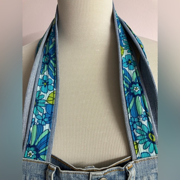 Handmade Upcycled Shoulder/Tote Bag, Blue/Green, Embroidered - Picture 4 of 6